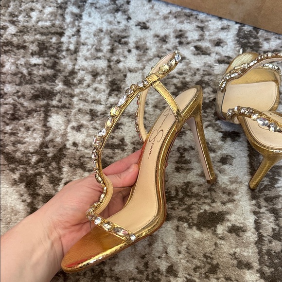 Jessica Simpson Gold Rhinestone Heels - Picture 3 of 11